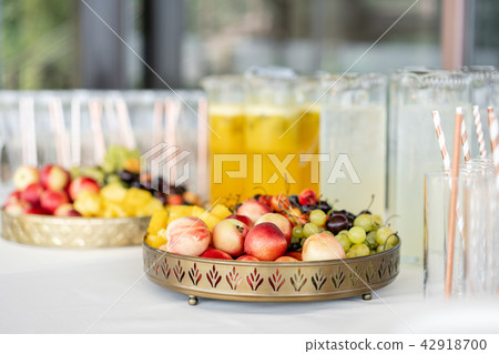 Fresh Fruit platter buffet at business or wedding event venue. Self service or all you can eat - Fresh Fruit platter buffet at business or wedding event venue. Self service or all you can eat - 42918700