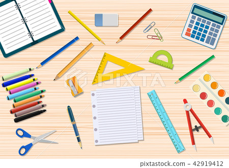 Students wooden desk. Students wooden desk. 42919412