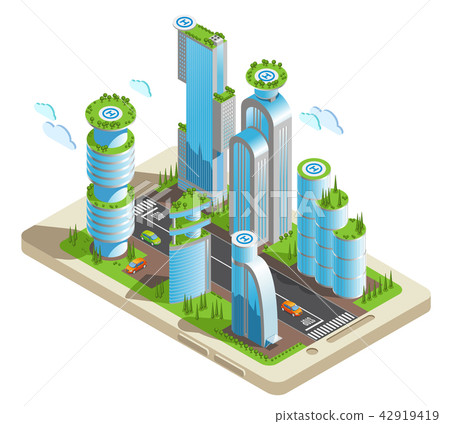 Isometric Futuristic Skyscrapers 42919419