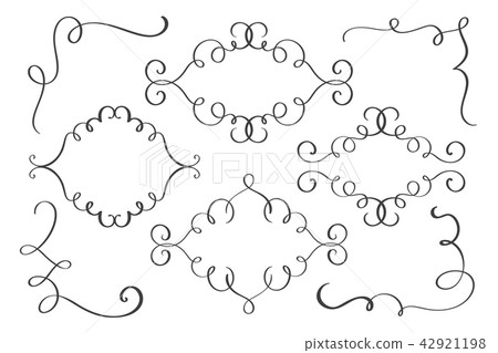 Set frame, corner hand drawn flourish Calligraphy elements. Vector illustration on a white 42921198
