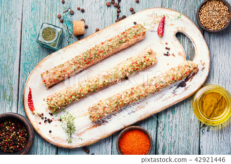 Traditional meat kebab with spices. 42921446