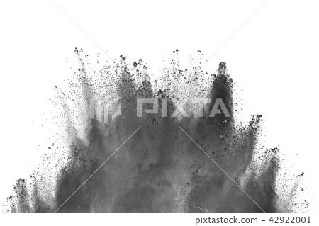 Black powder explosion against white background. Black powder explosion against white background. 42922001