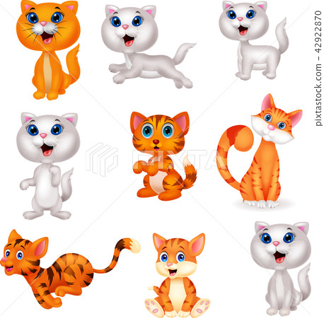 Cute Cartoon Cat Set Stock Illustration - Download Image Now