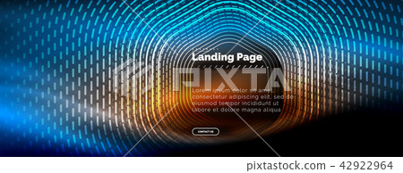 Neon glowing techno hexagon shape lines, hi-tech futuristic abstract background, landing page 42922964