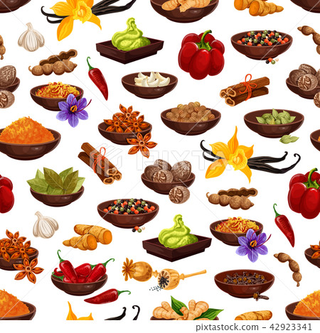 Spice food ingredient seamless pattern background Spice food ingredient seamless pattern background 42923341