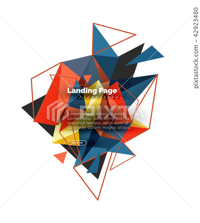 Triangular design abstract background, landing page. Low poly style colorful triangles on white 42923480