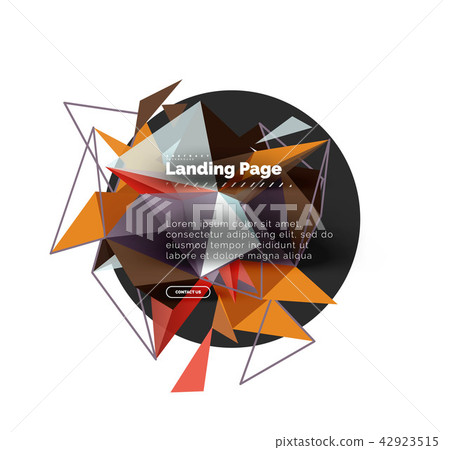 Triangular design abstract background, landing page. Low poly style colorful triangles on white Triangular design abstract background, landing page. Low poly style colorful triangles on white 42923515