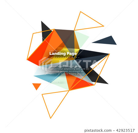 Triangular design abstract background, landing page. Low poly style colorful triangles on white Triangular design abstract background, landing page. Low poly style colorful triangles on white 42923517