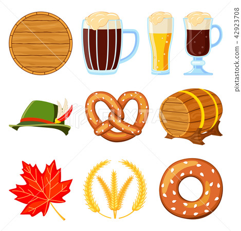 Colorful cartoon 10 oktoberfest elements set - Stock Illustration ...