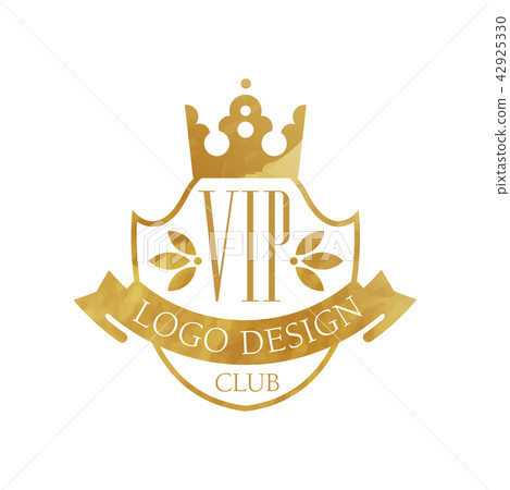 Vip club logo luxury golden badge Royalty Free Vector Image