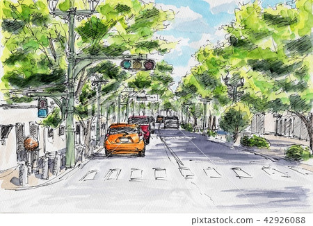 Street corner landscape 42926088