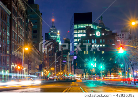 Night Intersection and Street Lights Night Intersection and Street Lights 42926392