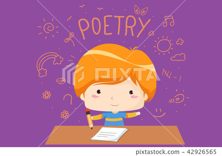 Kid Boy Poetry Creative Writing Illustration 42926565