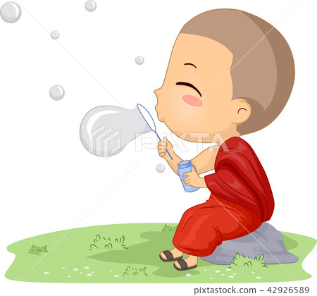 Kid Boy Monk Play Bubbles Illustration Kid Boy Monk Play Bubbles Illustration 42926589