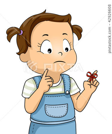 Kid Girl Red Knot Reminder Illustration Kid Girl Red Knot Reminder Illustration 42926608