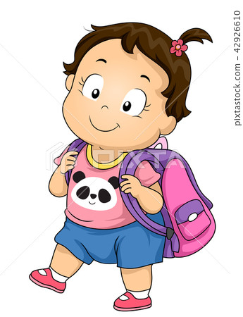 Kid Girl School Bag Illustration Kid Girl School Bag Illustration 42926610