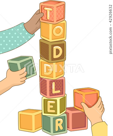 Hands Toddler Cube Tower Illustration 42926632