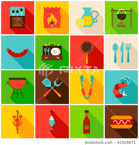 BBQ Party Colorful Icons 42926671