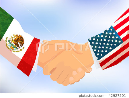 USA and Mexico handshake, concept illustration 42927201