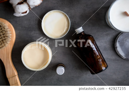 Natural spa cosmetic products flat lay Natural spa cosmetic products flat lay 42927235