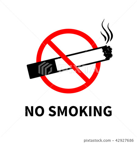 No smoking forbidden sign, black cigarette 42927686