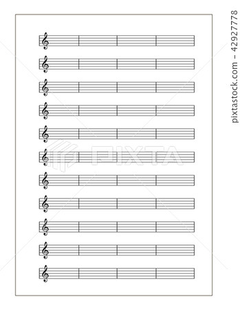 White music sheet with note grid with treble clef 42927778