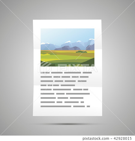 Book page with landscape illustration and text Book page with landscape illustration and text 42928015