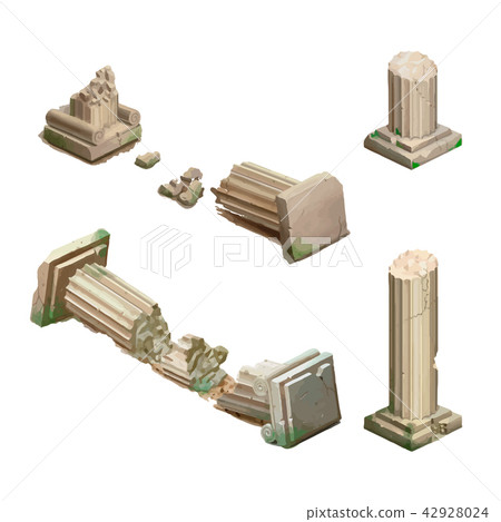 Bright cartoon ancient columns, isometric object - Stock Illustration ...