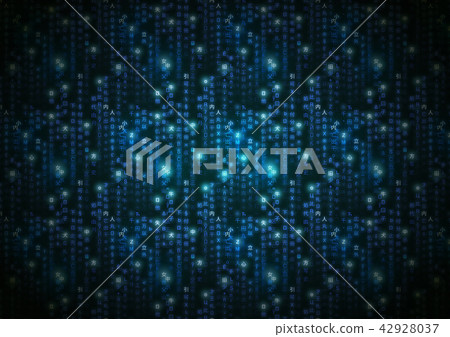 Abstract blue matrix symbols, digital binary code 42928037