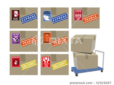 Courier box. A handle sticker. 42928087