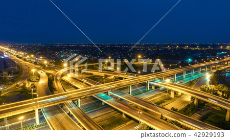 Aerial view network intersection of highway road 42929193