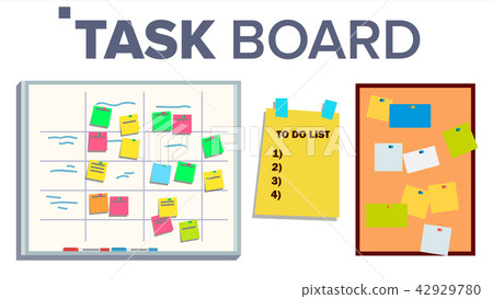 Task Board Set Vector. Sticker Notes. Scrum. Tasks For Team Work. Progress White Board. Isolated Task Board Set Vector. Sticker Notes. Scrum. Tasks For Team Work. Progress White Board. Isolated 42929780