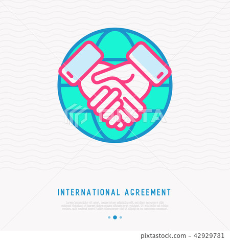 International agreement thin line icon International agreement thin line icon 42929781