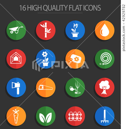 plants 16 flat icons 42929782