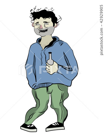 Drunk man with alcohol bottle. Vector illustration 42929905