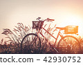 beautiful landscape image with Bicycle at sunset 42930752