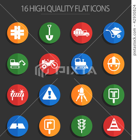 road repairs 16 flat icons 42930824
