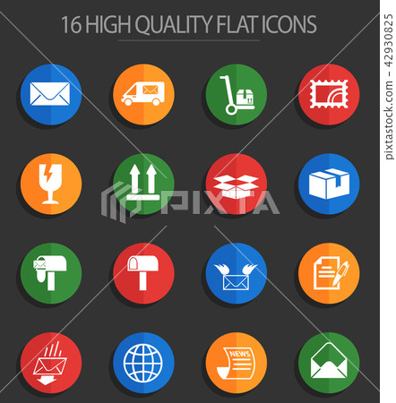 post service 16 flat icons post service 16 flat icons 42930825