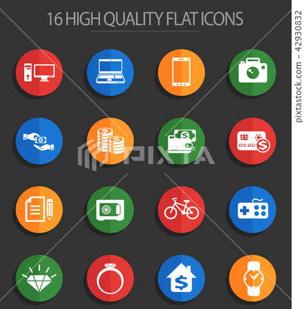 pawn shop 16 flat icons pawn shop 16 flat icons 42930832