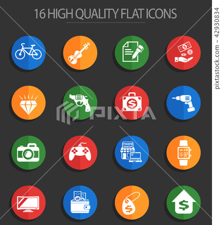 pawn shop 16 flat icons 42930834