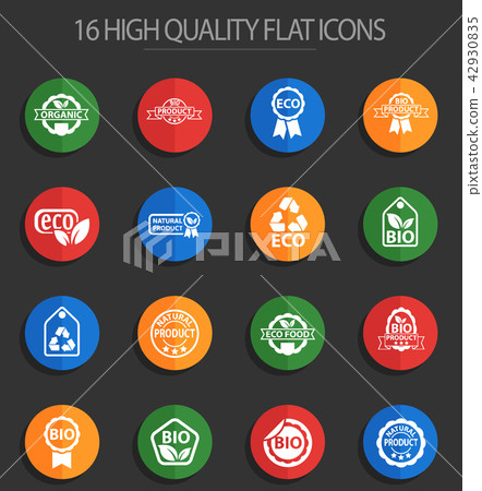 eco label 16 flat icons eco label 16 flat icons 42930835