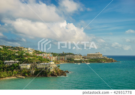 Saint Thomas, US Virgin Islands - Sep 6, 2016: Port and coastline of Saint Thomas 42931778