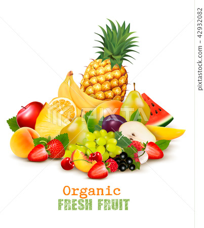 Big collection of different organic fresh fruit.  42932082