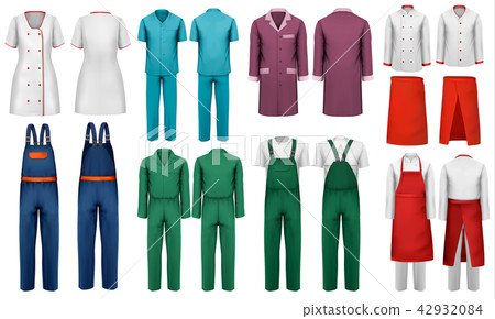 Set of overalls with worker and medical clothes. Set of overalls with worker and medical clothes. 42932084