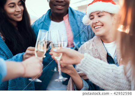 Glad comrades enjoying alcohol beverage Glad comrades enjoying alcohol beverage 42932598