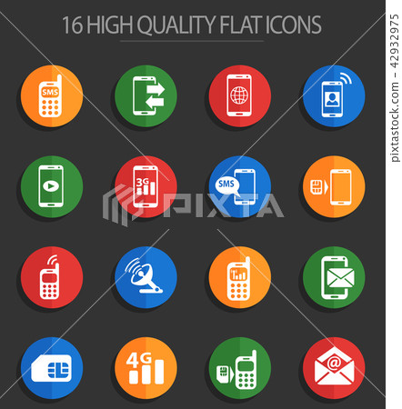 mobile connection 16 flat icons 42932975