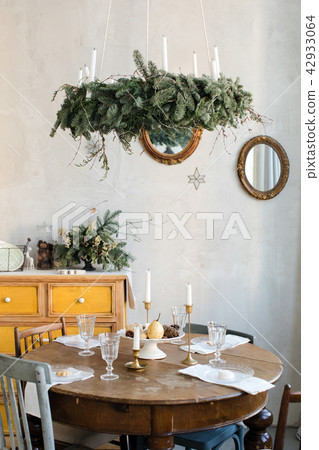 Served table in stylish room Served table in stylish room 42933064