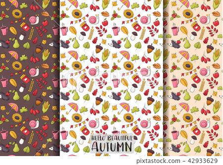 Autumn season theme set. Seamless pattern. 42933629