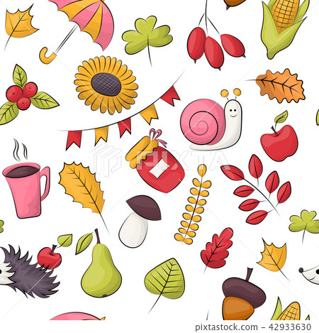 Autumn season theme. Seamless pattern. Autumn season theme. Seamless pattern. 42933630