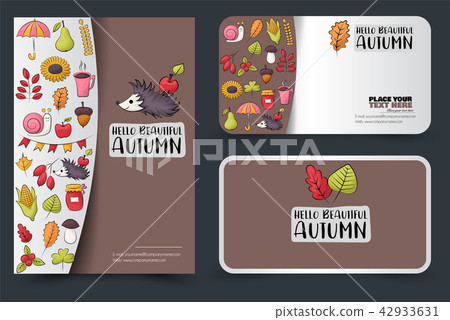 Autumn season corporate identity design set Autumn season corporate identity design set 42933631